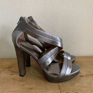 coach vintage silver  y2k strappy leather heels